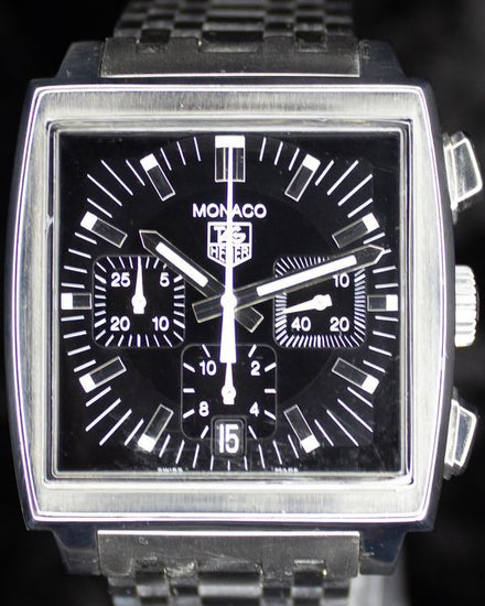 Tag Heuer Monaco 38MM Black Dial Steel Bracelet (CW2111-0)