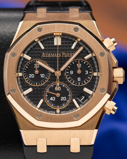 2022 Audemars Piguet Royal Oak Chronograph 41MM Black Dial Leather Strap (26240OR.OO.D002CR.02)