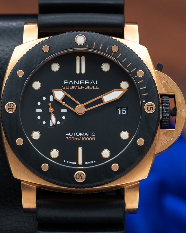 2021 Panerai Submersible Goldtech 44MM Black Dial Rubber Strap (PAM01070)