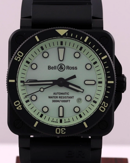 2021 Bell & Ross BR 03-92 Diver Full Lum 42MM Green Dial Rubber Strap (BR0392-D-C5-CE/SRB)
