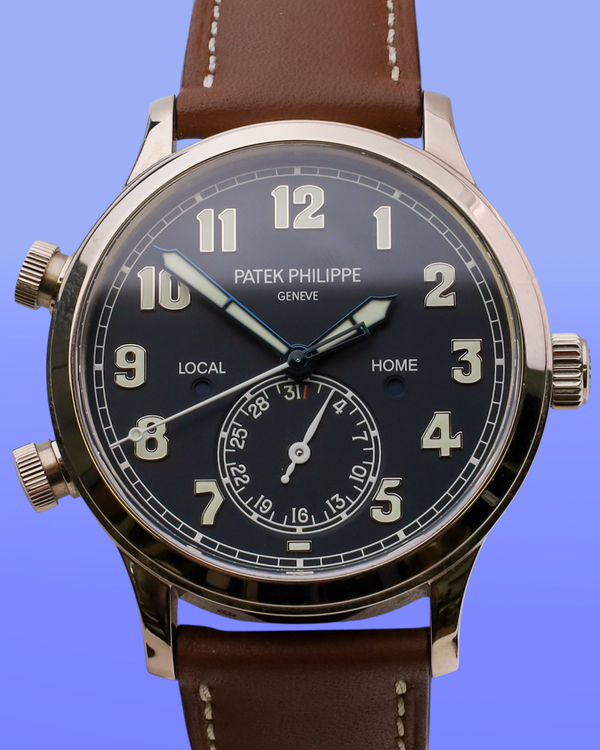 2017 Patek Philippe Calatrava Pilot Travel Time 42MM Blue Dial Leather Strap (5524G-001)