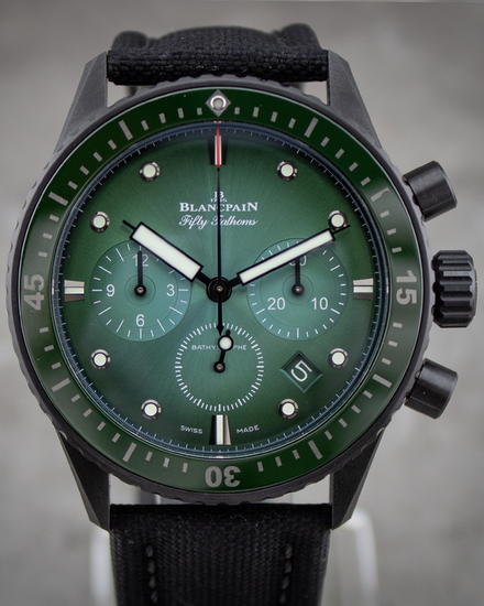 2022 Blancpain Fifty Fathoms Bathyscaphe 43.6MM Green Dial Textile Strap (5200 0153 B52A)