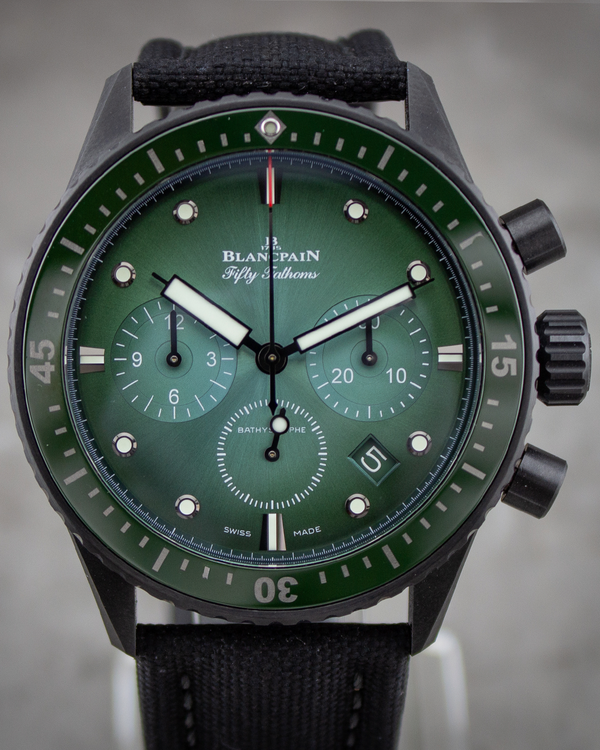 2022 Blancpain Fifty Fathoms Bathyscaphe 43.6MM Green Dial Textile Strap (5200 0153 B52A)