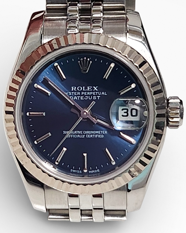 2010 Rolex Lady-Datejust 26MM Blue Dial Super Jubilee Bracelet (179174)