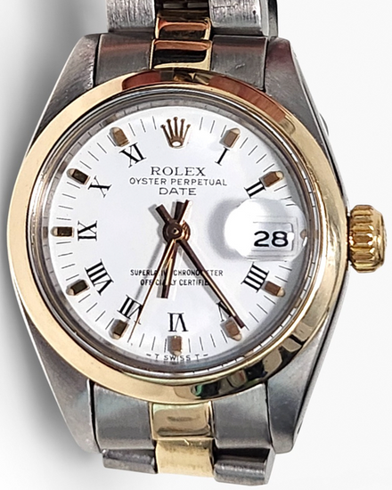 Rolex Oyster Perpetual Lady Date 26MM White "Buckley" Dial Two-Tone Oyster Bracelet (6916)
