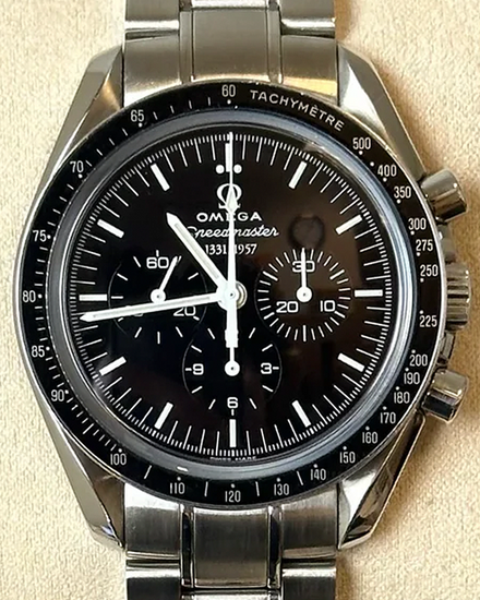 2008 Omega Speedmaster Professional Moonwatch "50th Anniversary" L. E. 42MM Black "Enamel" Dial Steel Bracelet (311.33.42.50.01.001)