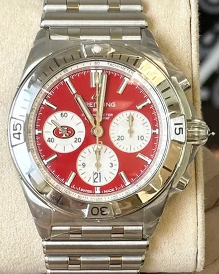 2024 Breitling Chronomat B01 NFL "San Francisco 49ers" L.E. 42MM Red Dial Steel Bracelet (AB0134)