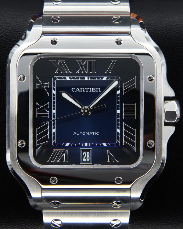 2025 Cartier Santos De Cartier 39.8MM Blue Dial Steel Bracelet (WSSA0071)