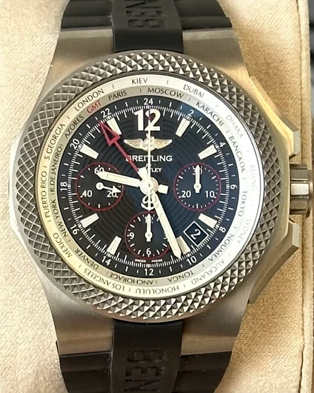 Breitling Bentley GMT 45MM Black Dial Rubber Strap (EB0433)
