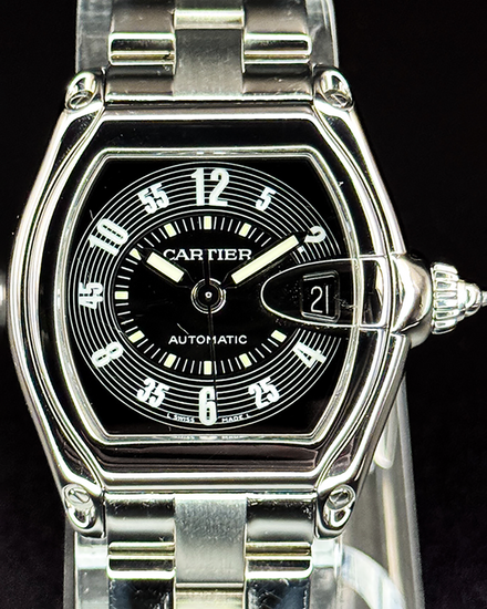 Cartier Roadster 38MM Black Dial Steel Bracelet (2510)