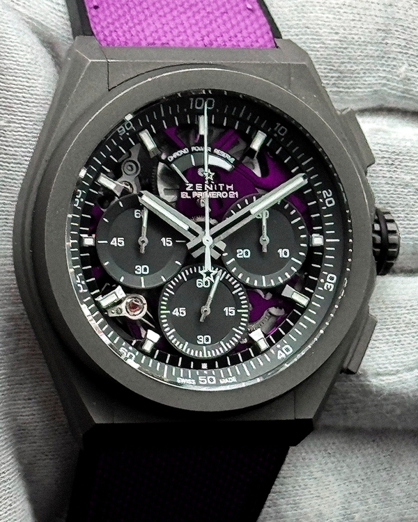 2020 Zenith Defy 21 Ultraviolet 44MM Skeleton Dial Textile Strap (97.9001.9004/80.R922)
