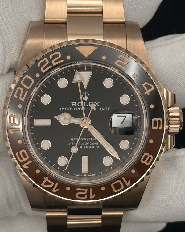 2024 Rolex GMT-Master II "Rootbeer" 40MM Black Dial Rose Gold Oyster Bracelet (126715CHNR)