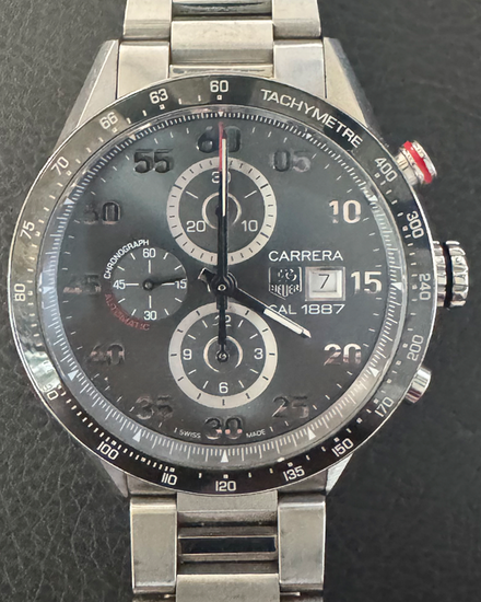 2014 TAG Heuer Carrera Calibre 1887 43MM Grey Dial Steel Bracelet (CAR2A11.BA0799)