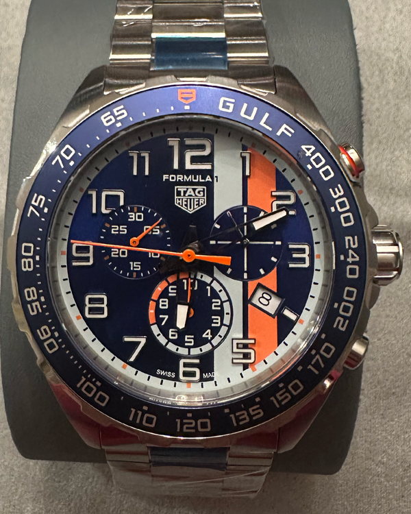 Tag Heuer Formula 1 Gulf Edition 43MM Quartz Blue Dial Steel Bracelet (CAZ101AT.BA0842)