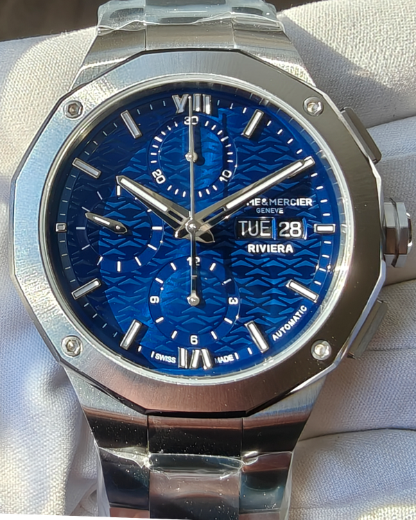 2025 Baume & Mercier Riviera Chronograph 41MM Blue Dial Steel Bracelet (M0A10826)