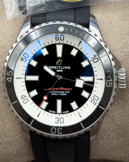 2018 Breitling Superocean 42MM Black Dial Rubber Strap (A17375)