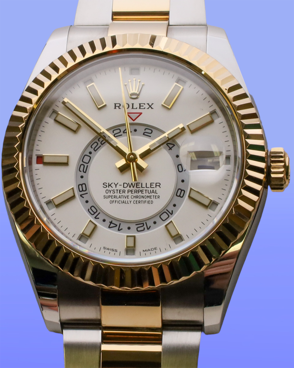 2021 Rolex Sky-Dweller 42MM White Dial Two-Tone Oyster Bracelet (326933)