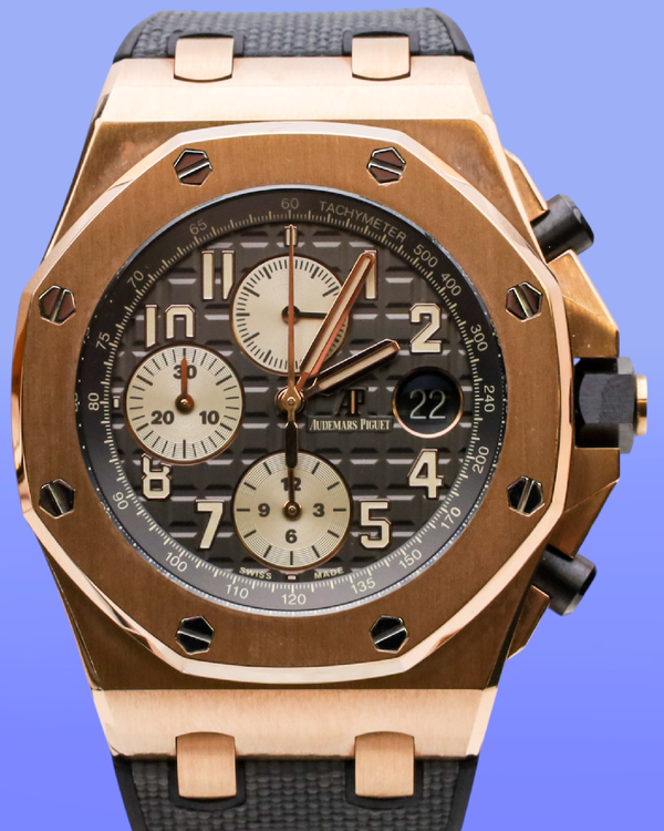 2018 Audemars Piguet Royal Oak Offshore Chronograph 42MM Grey Dial Aftermarket Rubber Strap (26470OR.OO.A125CR.01)