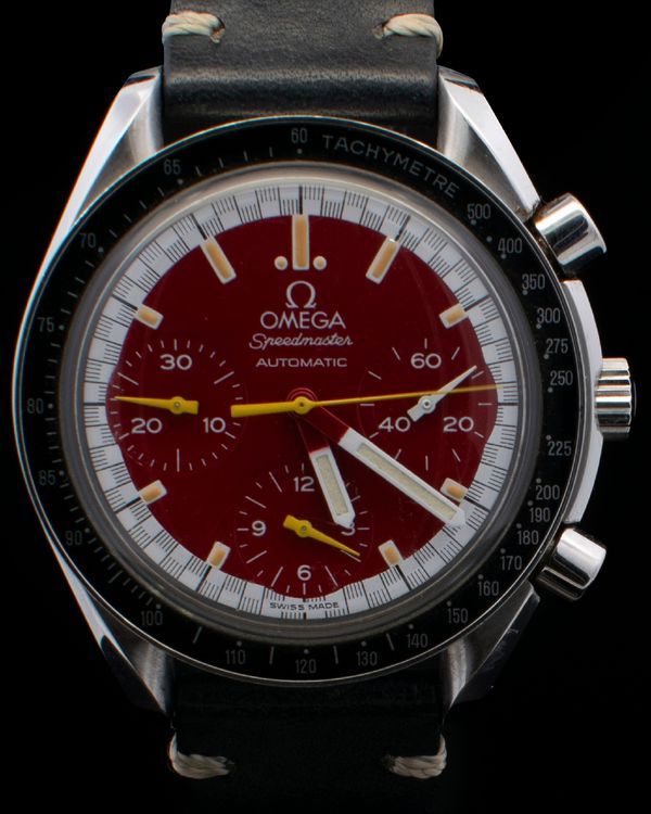 Omega Speedmaster Reduced Schumacher 39MM Red Dial Aftermarket Leather Strap (3810.61.41)
