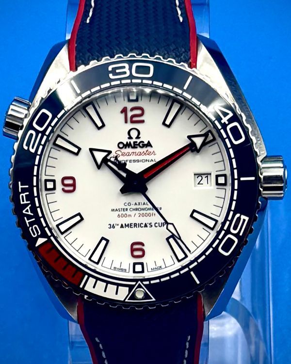 2022 Omega Seamaster Planet Ocean 600M "America's Cup" L.E. 43.5MM White Dial Rubber Strap (215.32.43.21.04.001)