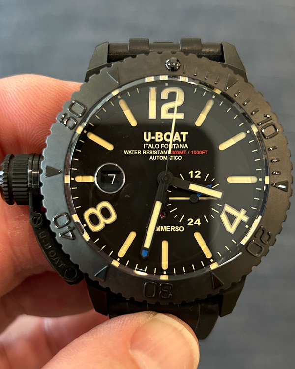 2025 U-Boat Classico Sommerso 46MM Black Dial Rubber Strap (9015)