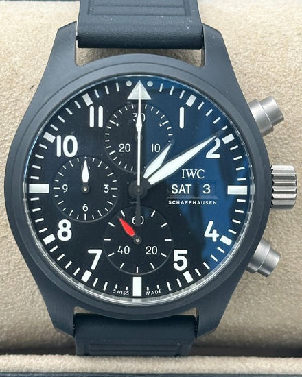 2025 IWC Schaffhausen Pilot "Top Gun" 44.5MM Black Dial Rubber Strap (IW389101)