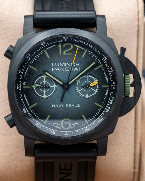 2024 Panerai Luminor Chrono Carbotech Navy SEALs L.E. 44MM Black Dial Rubber Strap (PAM01419)