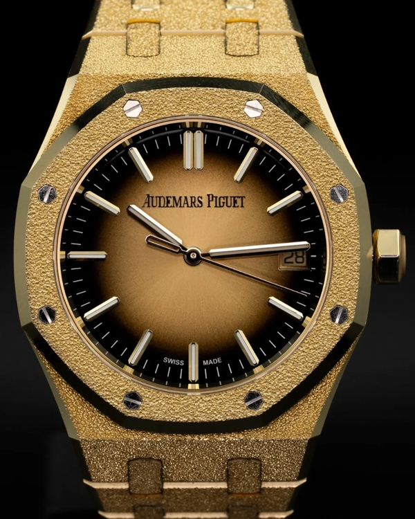 Audemars Piguet Royal Oak Frosted Gold 37MM Grey Smoked Dial Yellow Gold Bracelet (15550BA.GG.1356BA.01)