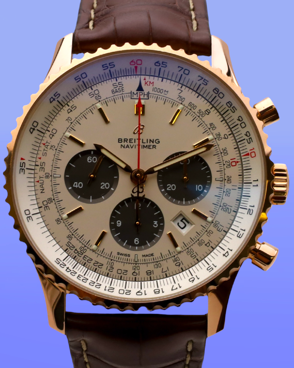 2020 Breitling Navitimer B01 Chronograph 46MM Silver Dial Leather Strap (RB01)