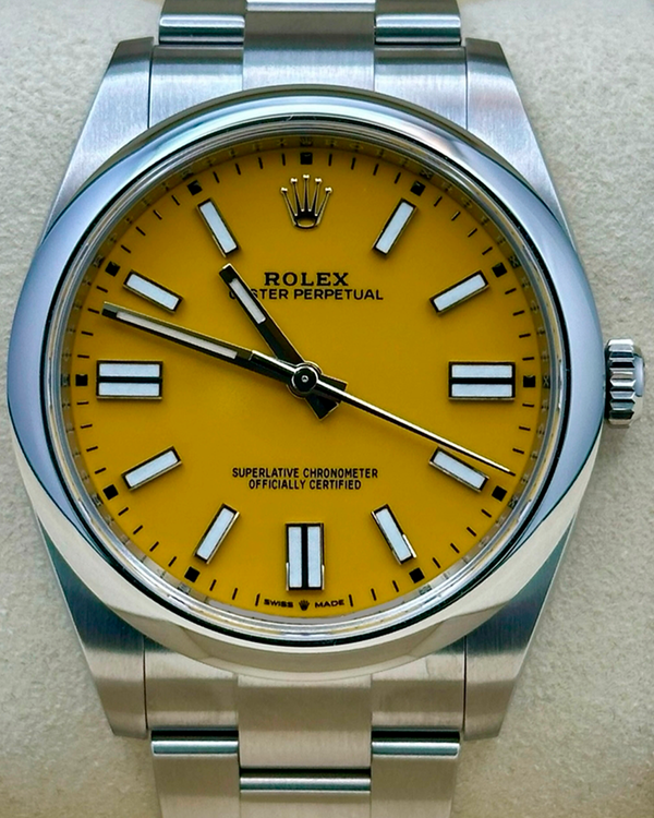 2021 Rolex Oyster Perpetual 41MM Yellow Dial Oyster Bracelet (124300)