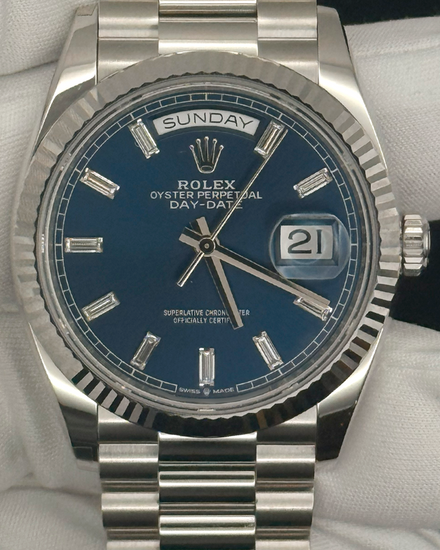 2025 Rolex Day-Date 36MM Blue Dial Platinum President Bracelet (128236)