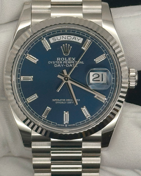 2025 Rolex Day-Date 36MM Blue Dial Platinum President Bracelet (128236)