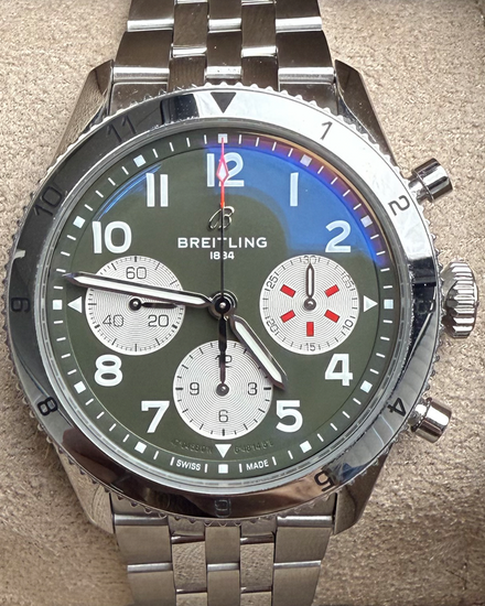 Breitling Classic Avi Chronograph "Curtiss Warhawk" 42MM Green Dial Steel Bracelet (A23380)