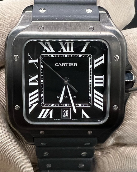 2022 Cartier Santos De Cartier 39.8MM Black Dial Rubber Strap (WSSA0039)