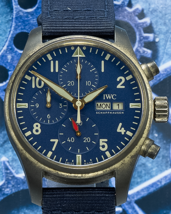 2022 IWC Schaffhausen Pilot Chronograph Bronze 41MM Blue Dial Textile Strap (IW388109)