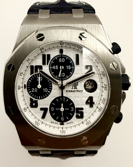 2010 Audemars Piguet Royal Oak Offshore Chronograph "Navy" 42MM White Dial Leather Strap (26170ST.OO.D305CR.01)