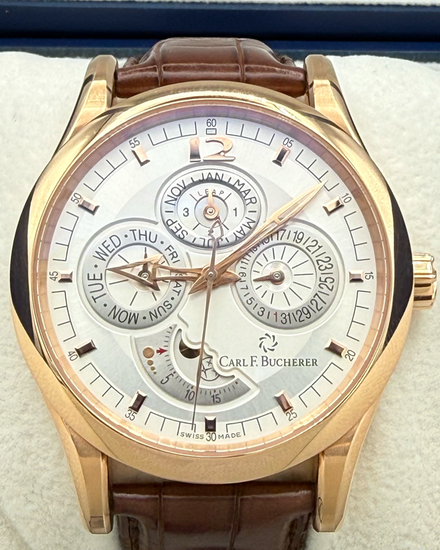 2010 Carl F. Bucherer Manero Perpetual Calendar 40MM White Dial Leather Strap (00.10902.03.16.01)
