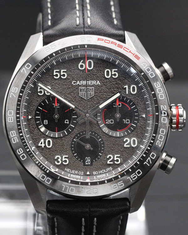 Tag Heuer Carrera Porsche Chronograph S.E. 44MM Grey Dial Leather Strap (CBN2A1F.FC6492)