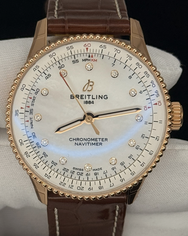 Breitling Navitimer 36MM Silver Dial Leather Strap (R17327211A1P1)