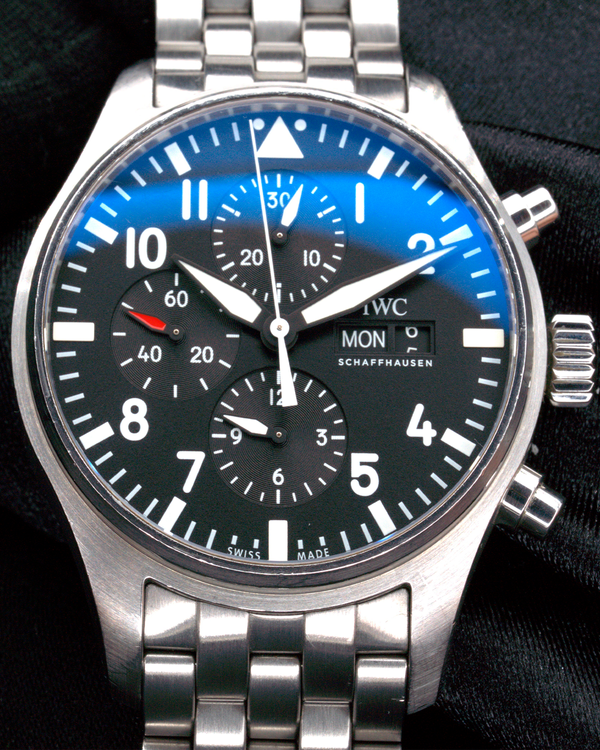 2016 IWC Schaffhausen Pilot Chronograph 43MM Black Dial Steel Bracelet (IW377710)