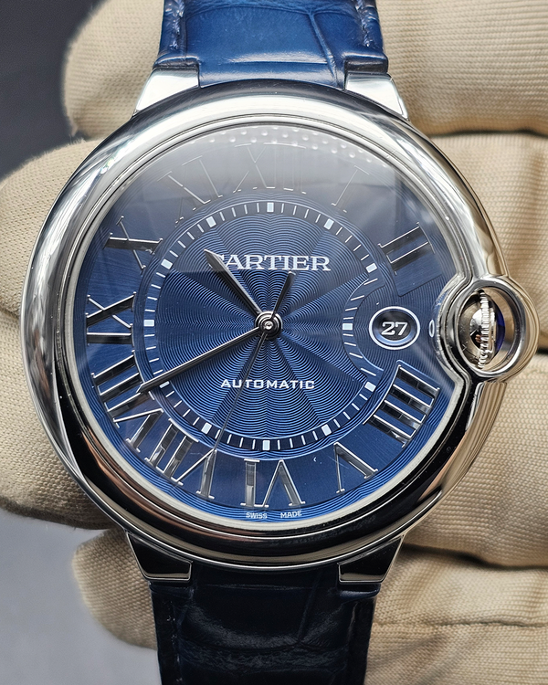 2022 Cartier Ballon Bleu 42MM Blue Dial Leather Strap (WSBB0027)