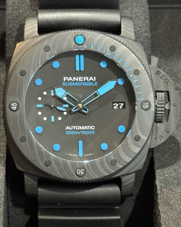 2019 Panerai Submersible Carbotech 47MM Black Dial Rubber Strap (PAM01616)