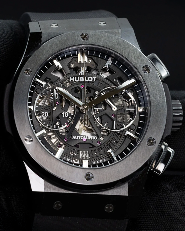 Hublot Classic Fusion Aerofusion "Black Magic" 45MM Skeleton Dial Rubber Strap (525.CM.0170.RX)