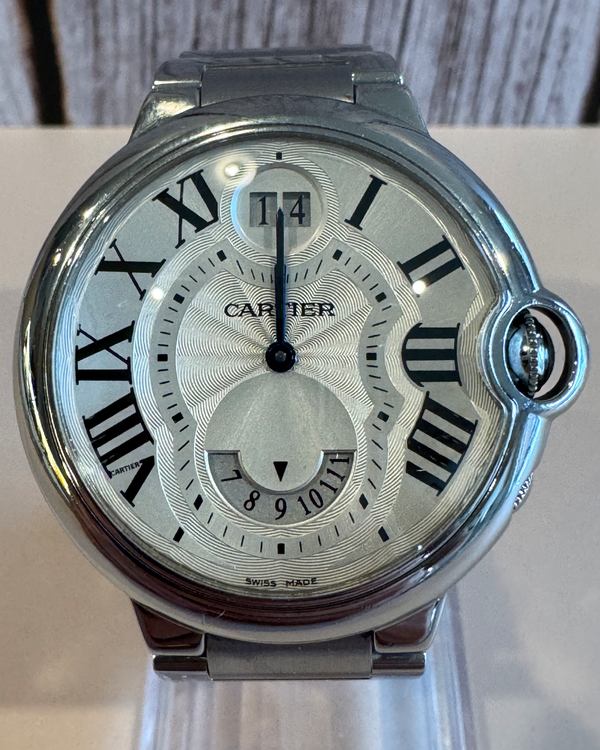 Cartier Ballon Bleu Dual Time 38MM Quartz Silver Dial Steel Bracelet (W6920011)