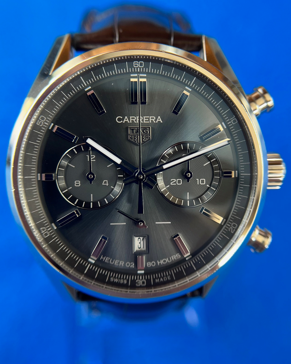 Tag Heuer Carrera 42MM Grey Dial Leather Strap (CBN2012.FC6483)