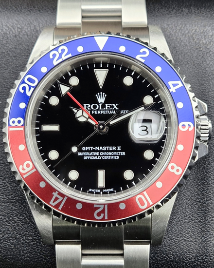 2001 Rolex GMT-Master II "Pepsi" 40MM Black Dial Oyster Bracelet (16710)