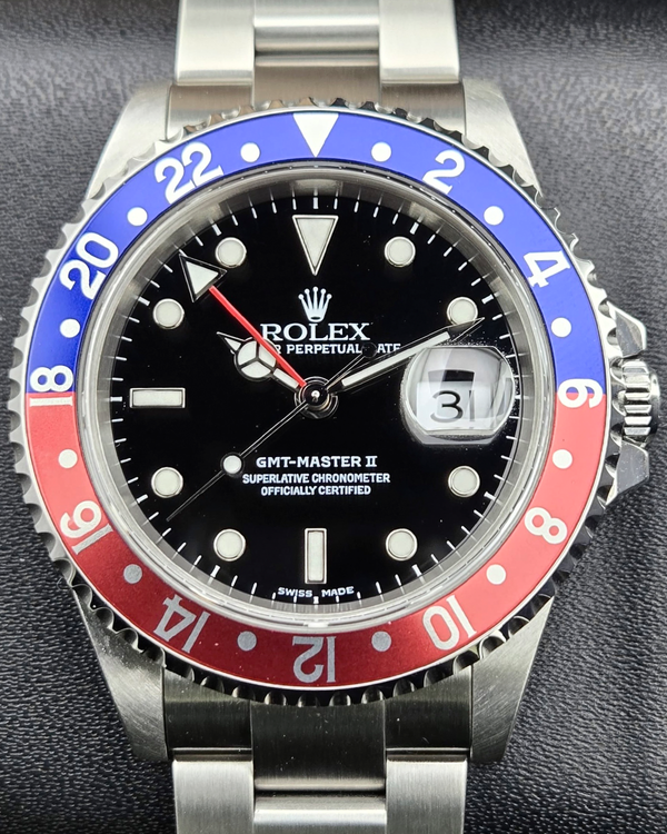 2001 Rolex GMT-Master II II "Pepsi" 40MM Black Dial Oyster Bracelet (16710)