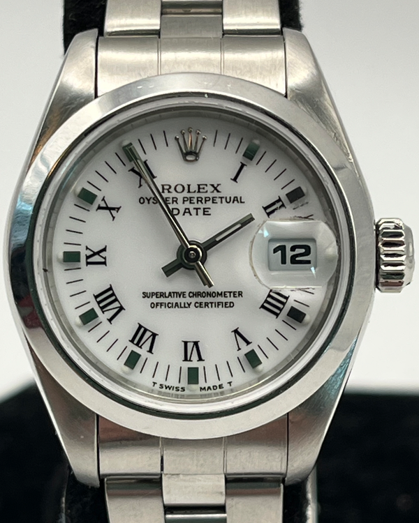2000 Rolex Oyster Perpetual Lady Date 26MM White "Buckley" Dial Oyster Bracelet (69160)