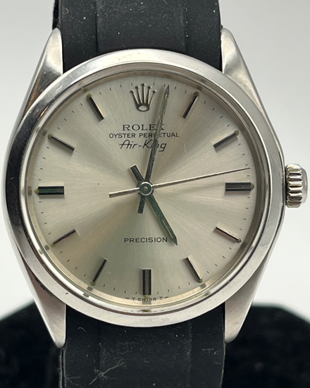 1978 Rolex Air-King 34MM Silver Dial Aftermarket Rubber Strap (5500)