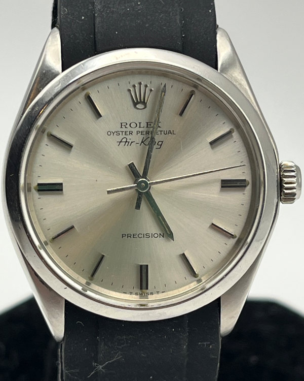1978 Rolex Air-King 34MM Silver Dial Aftermarket Rubber Strap (5500)